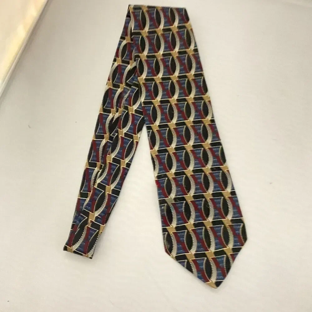 #5588 Feraud Louis Feraud Abstract Multicolored Men's Necktie, Tie 59X3.75